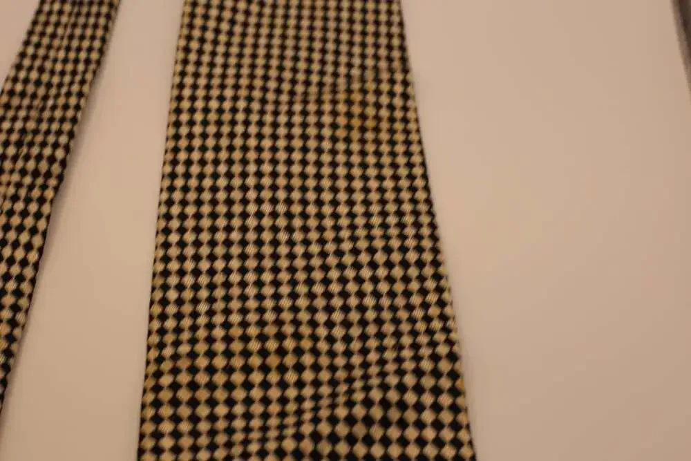 Enzo Felini Handmade All Silk Geometric Black and White Checkered Tie